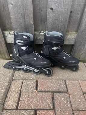 Men’s Rollerblade Zetrablade Inline Skates Black/Silver Size 10 - GUC!